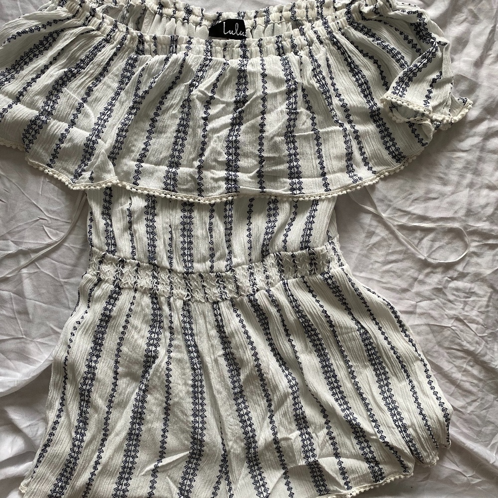 White Off the Shoulder Romper